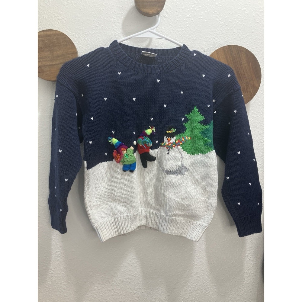 Vintage Kids CHRISTMAS Sweater Kicott Snowman Made In‎ Peru